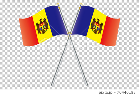新世界の国旗2：3Verグラデーション波ポールクロス　モルドバ 70446185