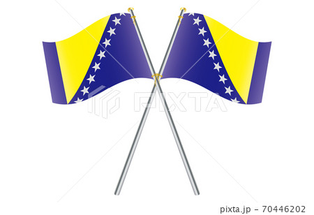 新世界の国旗2：3Verグラデーション波ポールクロス　ボスニア・ヘルツェゴビナ