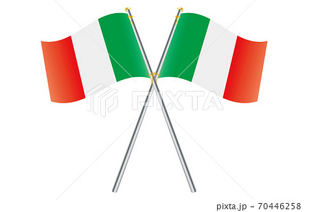 新世界の国旗2：3Verグラデーション波ポールクロス　イタリア 70446258