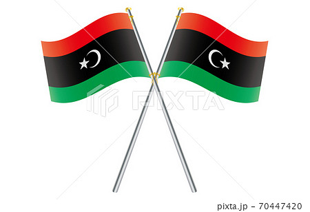新世界の国旗2：3Verグラデーション波ポールクロス　リビア