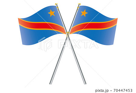 新世界の国旗2：3Verグラデーション波ポールクロス　コンゴ民主共和国