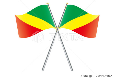 新世界の国旗2：3Verグラデーション波ポールクロス　コンゴ共和国