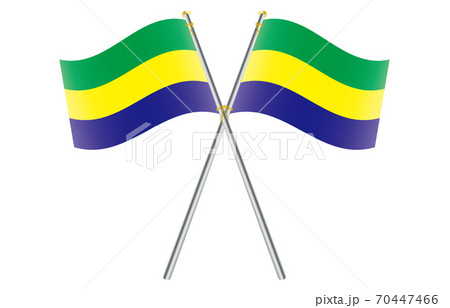 新世界の国旗2：3Verグラデーション波ポールクロス　ガボン 70447466