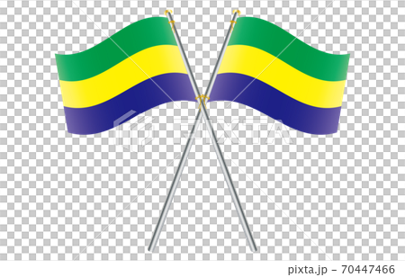 新世界の国旗2：3Verグラデーション波ポールクロス　ガボン 70447466