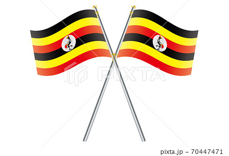 新世界の国旗2 3verグラデーション波ポールクロス ウガンダのイラスト素材