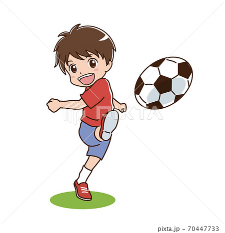 サッカーをする男の子のイラストのイラスト素材