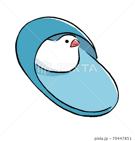 スリッパが気にいった文鳥のイラスト素材