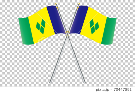 Flag of the New World 2: 3 Ver Gradient Wave Pole Cross St. Vincent and the Grenadines 70447891