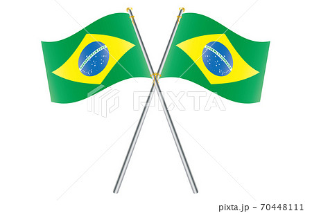 新世界の国旗2 3verグラデーション波ポールクロス ブラジルのイラスト素材