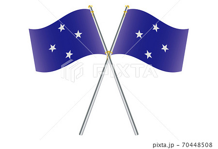 新世界の国旗2：3Verグラデーション波ポールクロス　ミクロネシア連邦