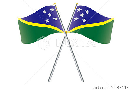 新世界の国旗2：3Verグラデーション波ポールクロス　ソロモン諸島