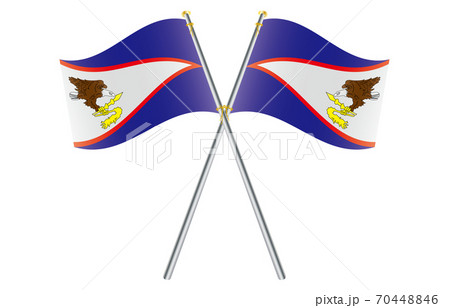 新世界の国旗2 3verグラデーション波ポールクロス アメリカ領サモアのイラスト素材