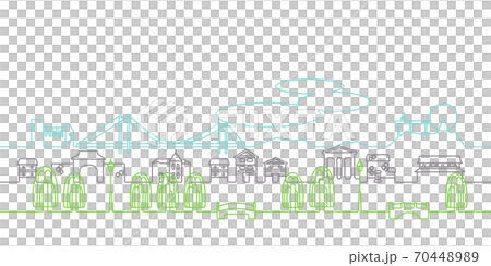 倉敷の街並　線画 70448989