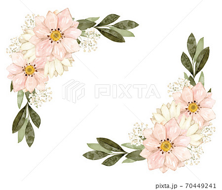 花のフレーム 水彩イラスト ベクター素材のイラスト素材