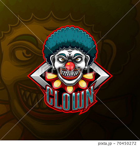 Scary clown mascot e sport logo design	 70450272
