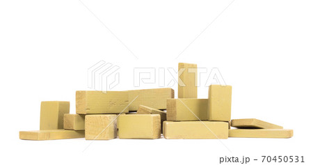 Vintage green building blocks isolated on white Vintage green building blocks isolated on white 70450531