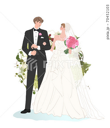 結婚式の幸福なカップルのイラスト素材