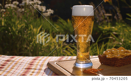Glass of cold light beer 70453205