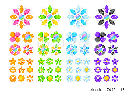 宝石 花 セット Dのイラスト素材