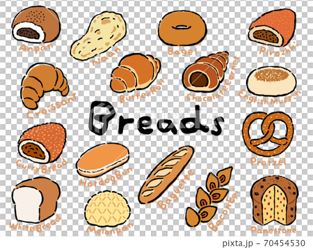 Bread Set:Hand drawn vector illustration like woodblock print Bread Set:Hand drawn vector illustration like woodblock print 70454530