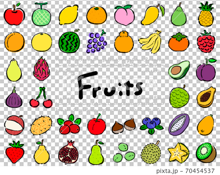 Fruit Set:Hand drawn vector illustration like woodblock print 70454537