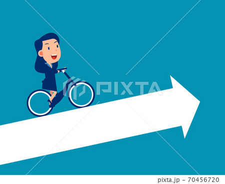 Person ride bicycle on arrow and growth direction 70456720