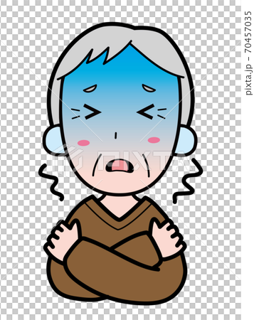 寒くて震えているおじいさんのイラスト素材