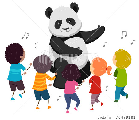 Stickman Kids Panda Mascot Dance Illustration 70459181