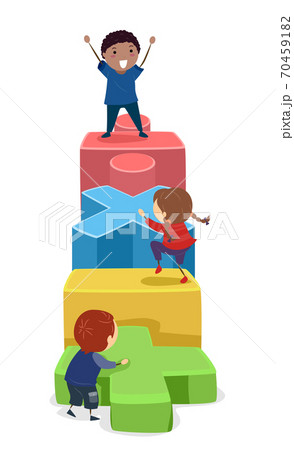 Stickman Kids Math Operators Climb Illustration 70459182