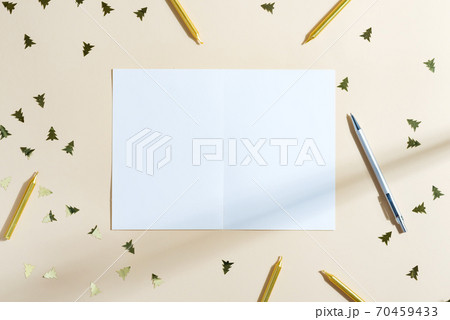 Greeting New Year card with decoration. 70459433