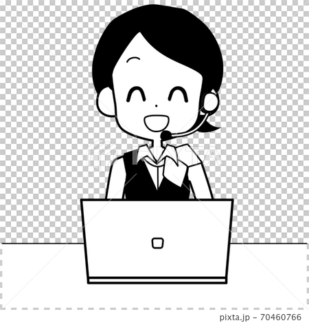 笑顔で電話応対をするオペレーターのイラスト素材