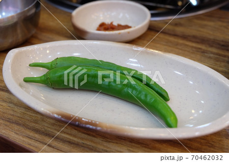 韓国での青唐辛子の写真素材