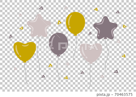 星型やハート型の風船と紙吹雪やキラキラ イラストのイラスト素材