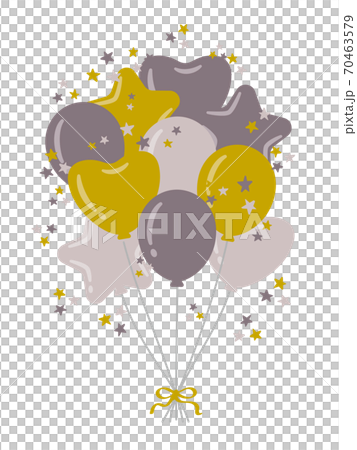 星型やハート型の風船と紙吹雪やキラキラ イラストのイラスト素材