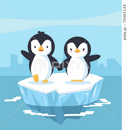penguins couple with blue ice floe penguins couple with blue ice floe 70465148