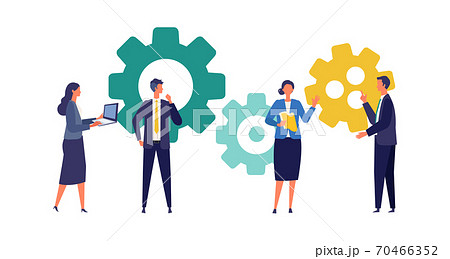 歯車となるビジネスマン男女ののイメージ 70466352