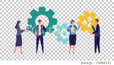 歯車となるビジネスマン男女ののイメージ 70466352