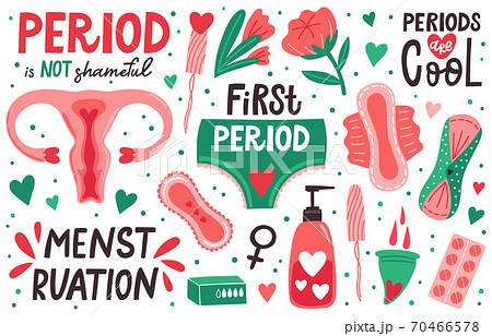 menstruation Menstruation hygiene. Female menstrual cycle,...のイラスト素材 [70466578] - PIXTA