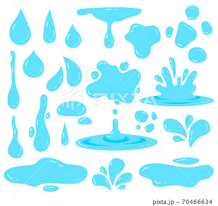 Water splash. Dripping water, tear blob and waters swirls, fluid droplets, clear aqua elements isolated vector icons illustration set 70466634
