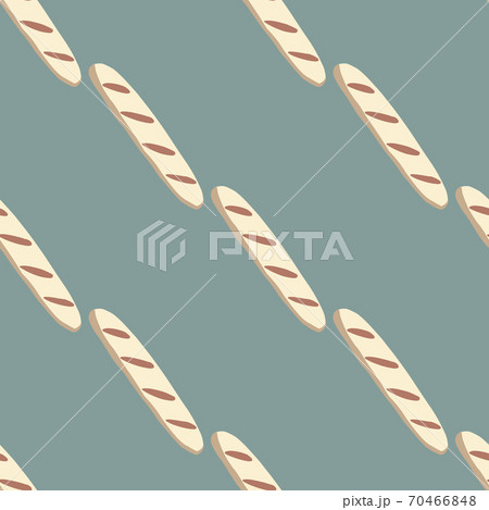 Simple doodle food seamless pattern with loaf elements. Navy blue pastel background. Fresh bread pastry artwork. 70466848