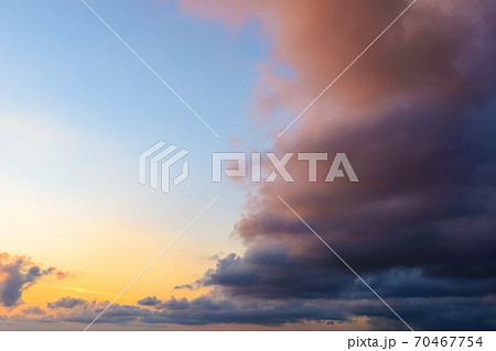 Calm sky before the storm, serenity after hurricane, light and dark confrontation, duality concept 70467754