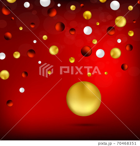 Golden, red and white decorative balls. Abstract red background, vector illustration. Golden, red and white decorative balls. Abstract red background, vector illustration. 70468351
