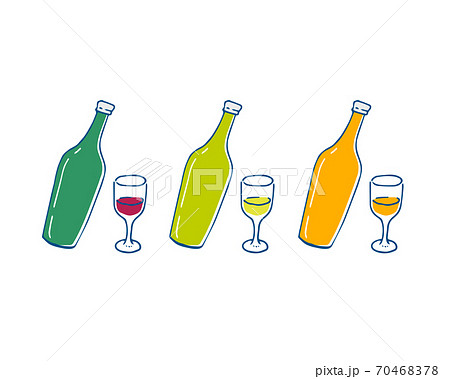 手書き風 ワインとジュースのイラストのイラスト素材