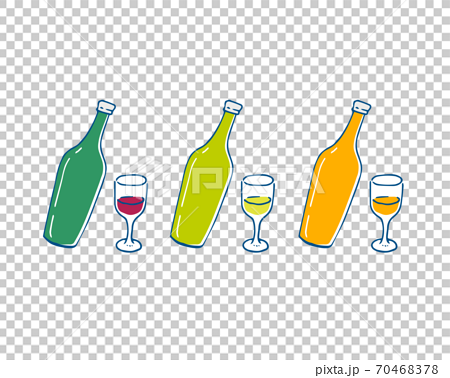手書き風 ワインとジュースのイラストのイラスト素材