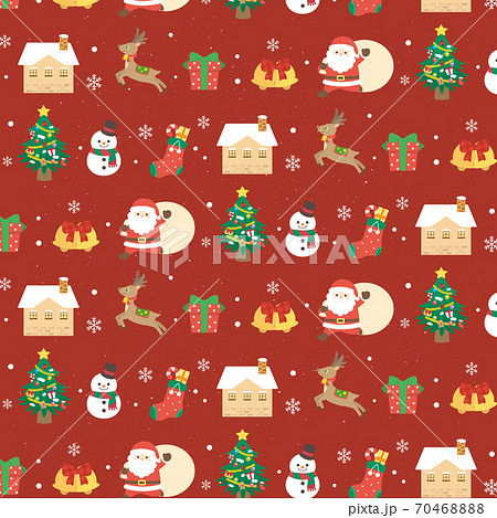 クリスマス シームレスパターン 背景壁紙 赤色のイラスト素材 7046