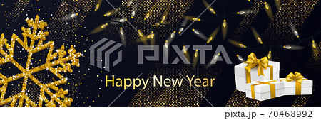 Greeting card with golden snowflake and gifts for christmas design 70468992