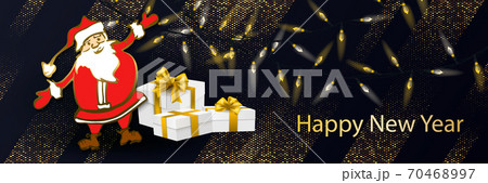 Greeting card with Santa Claus and gifts for Christmas design 70468997