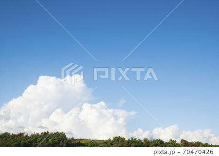 もこもこした雲と青空と木 70470426