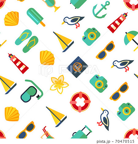Cartoon Color Summer Holiday Concept Seamless Pattern Background. Vector 70470515