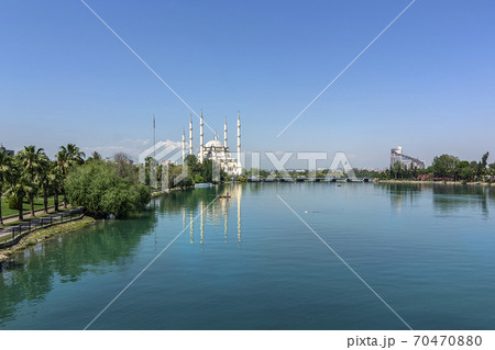 Adana city center, located on the banks of the Seyhan River, looks beautiful with a large mosque 70470880